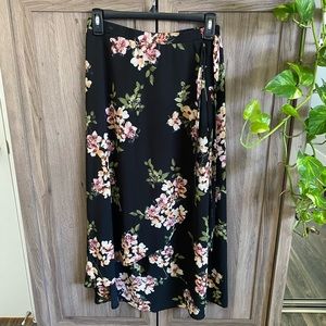 Midi wrap style floral skirt with bow tie